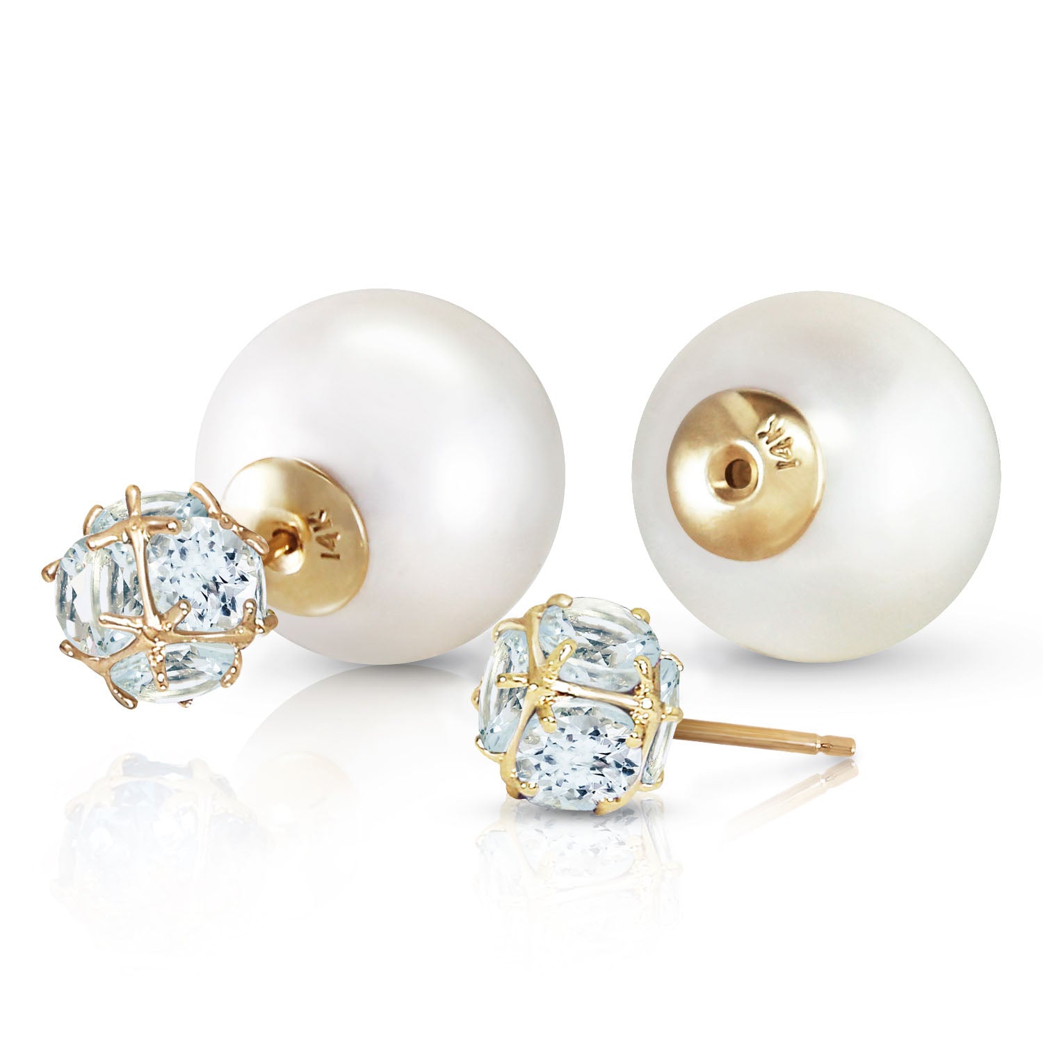 Regal Crown Aquamarine & Pearl Earrings