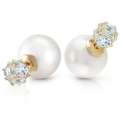 Regal Crown Aquamarine & Pearl Earrings