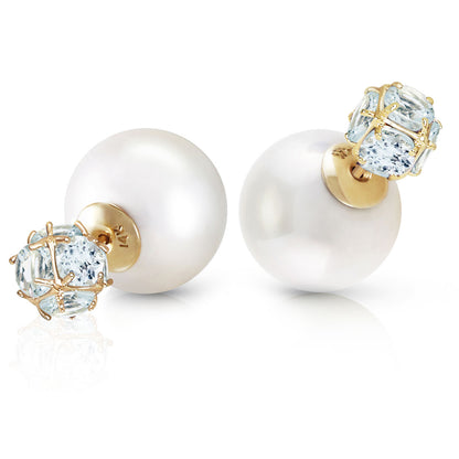 Regal Crown Aquamarine & Pearl Earrings