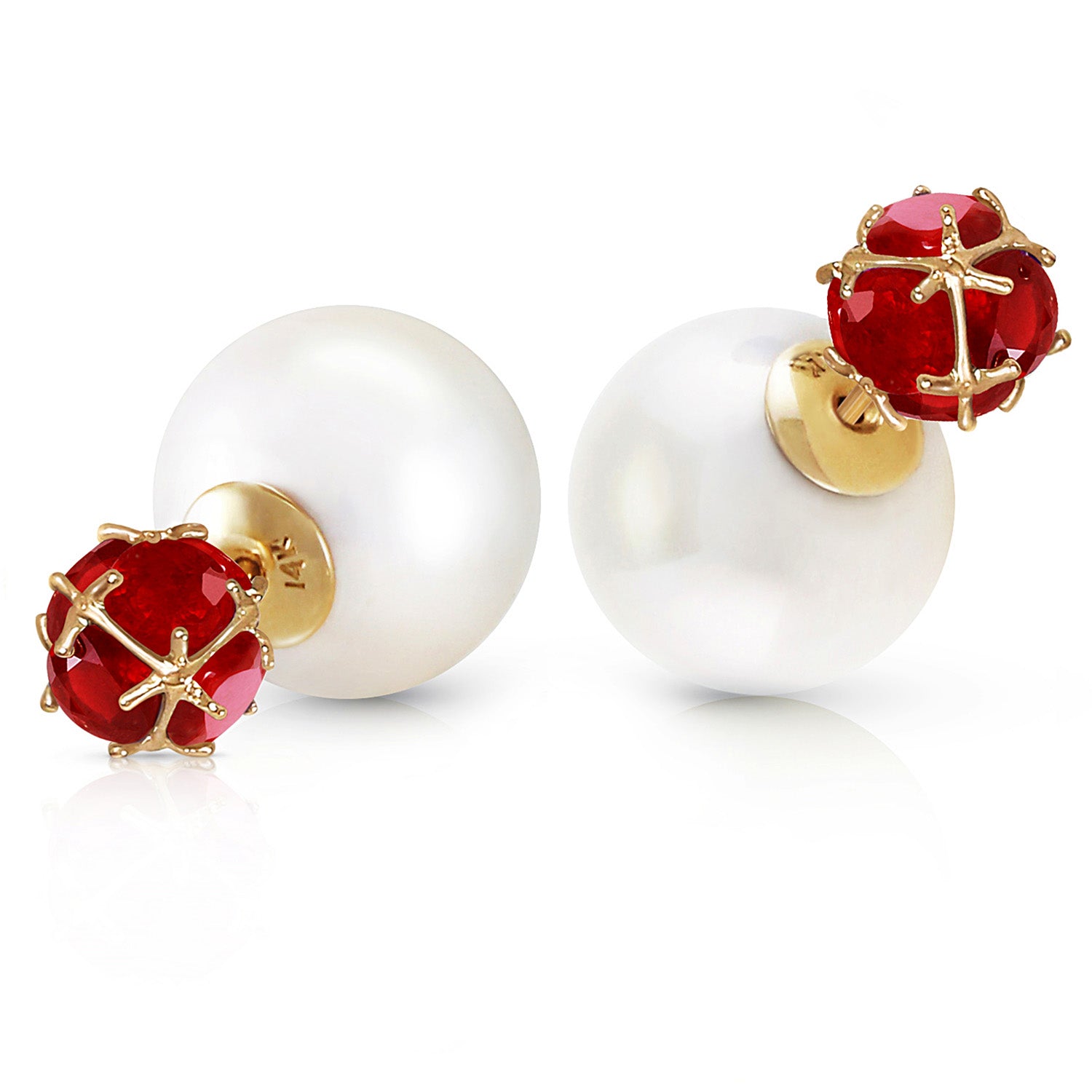 Regal Crown Ruby & Pearl Earrings