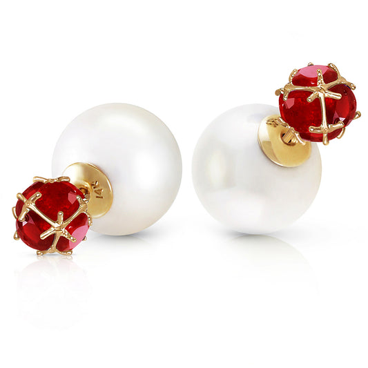 Regal Crown Ruby & Pearl Earrings