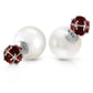Regal Crown Garnet & Pearl Earrings