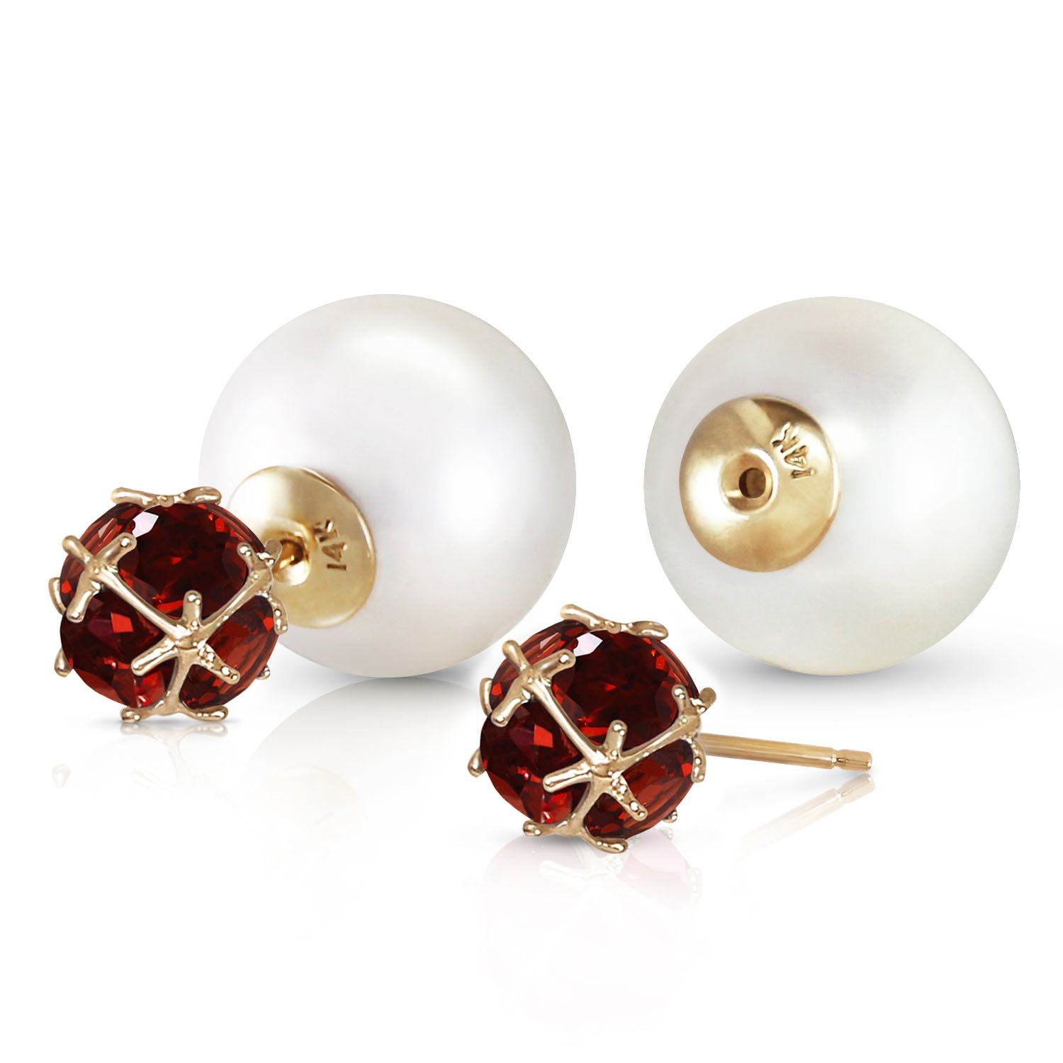 Regal Crown Garnet & Pearl Earrings