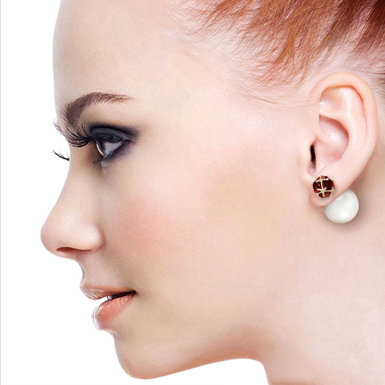 Regal Crown Garnet & Pearl Earrings