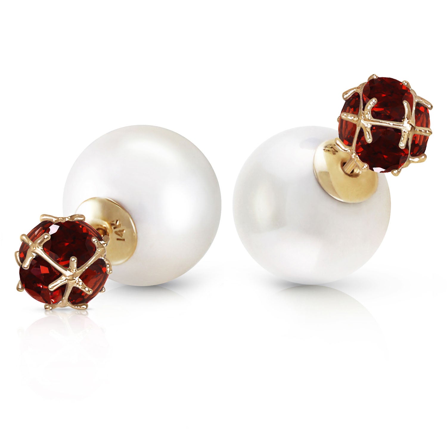 Regal Crown Garnet & Pearl Earrings