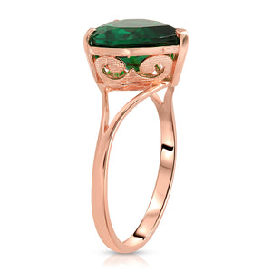 Lovers Heart Emerald Ring