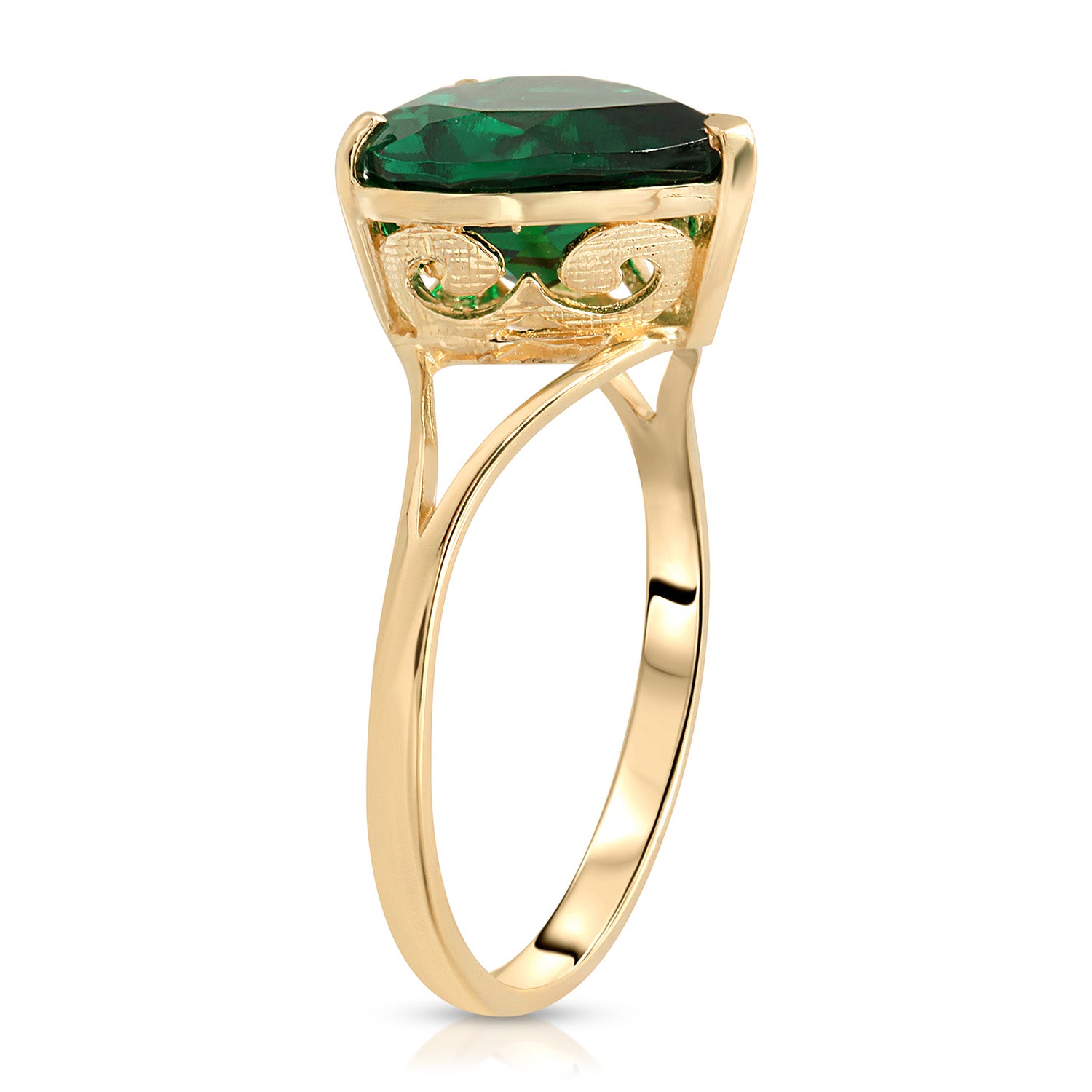 Lovers Heart Emerald Ring