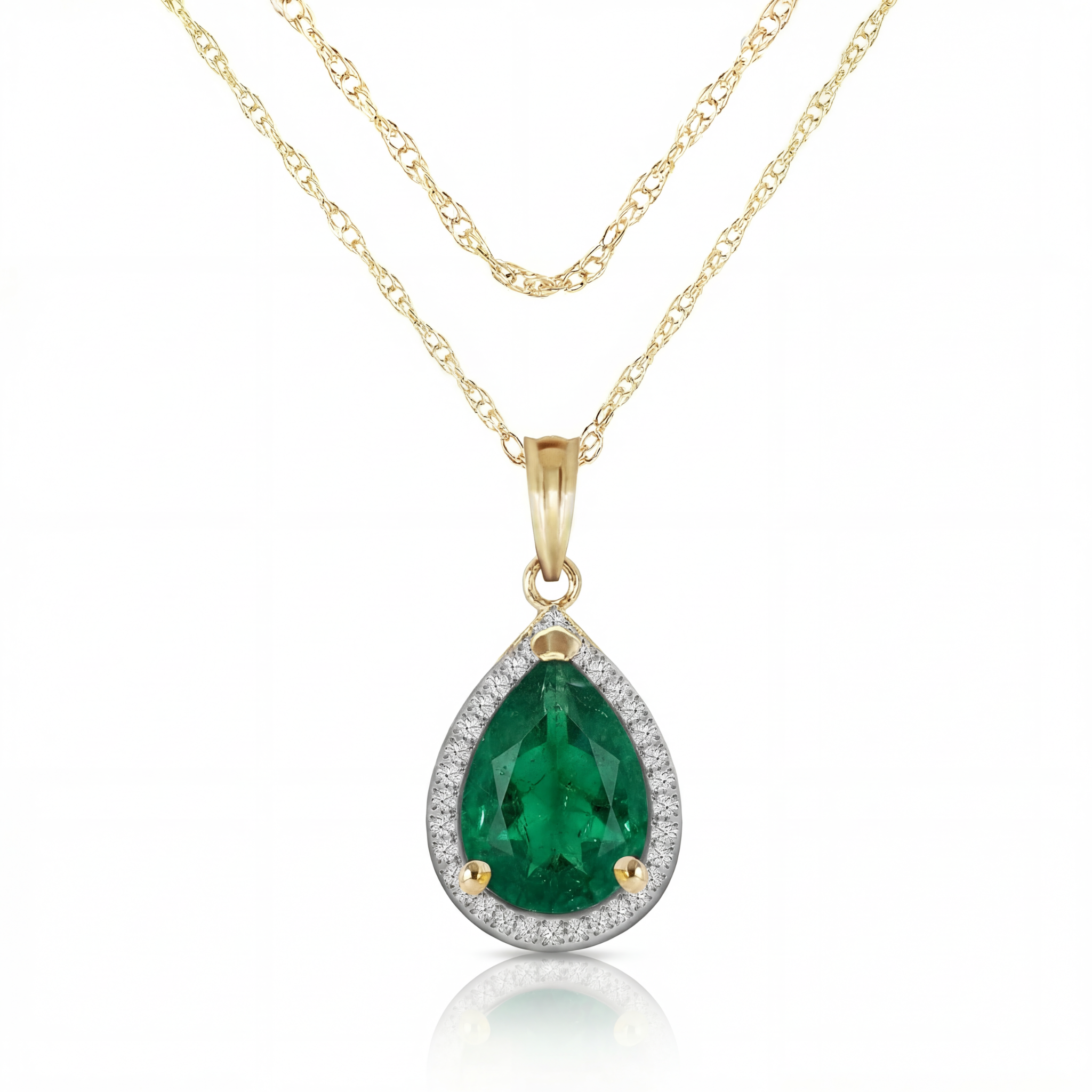 Hidden Light Emerald & Diamond Necklace