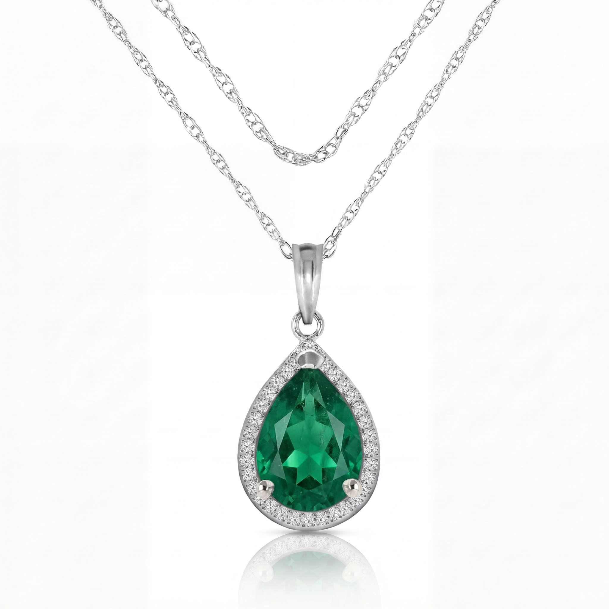 Hidden Light Emerald & Diamond Necklace