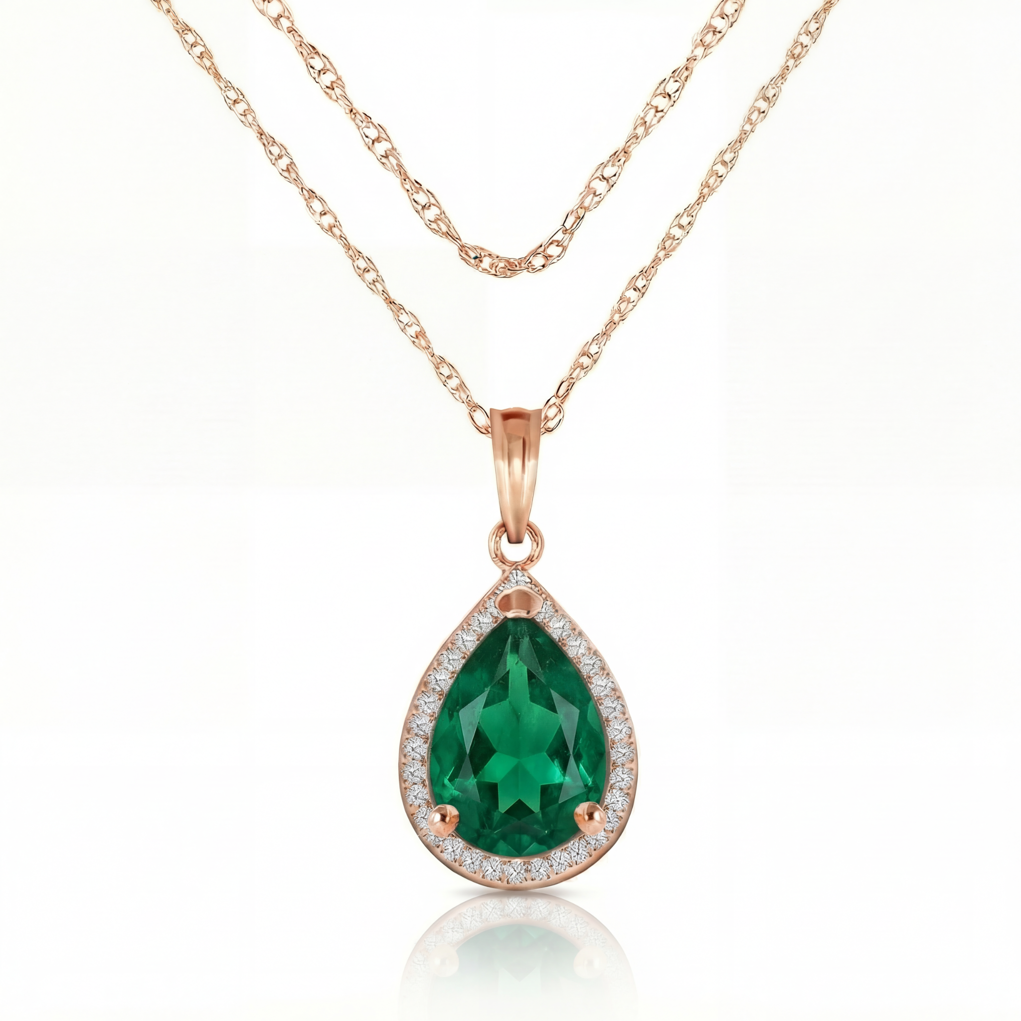 Hidden Light Emerald & Diamond Necklace