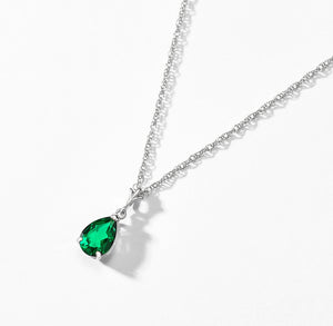 Gentle Droplet Emerald Necklace