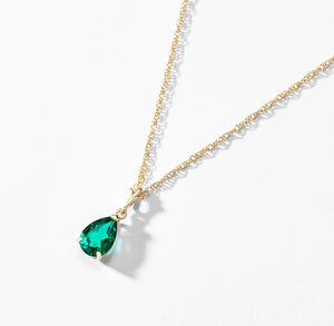 Gentle Droplet Emerald Necklace