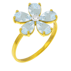 Gilded Petal Aquamarine Ring
