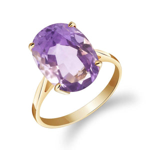 7.55 Carat 14K Solid Yellow Gold Ring Natural Oval Purple Amethyst