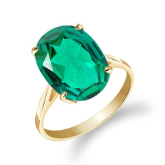 4.50 Carats 14K Solid Yellow Gold Brilliant Oval Cut Emerald Solitaire Ring with Genuine Vibrant Emerald Oval Shape Anniversary Engagement Promise Her Him Unisex