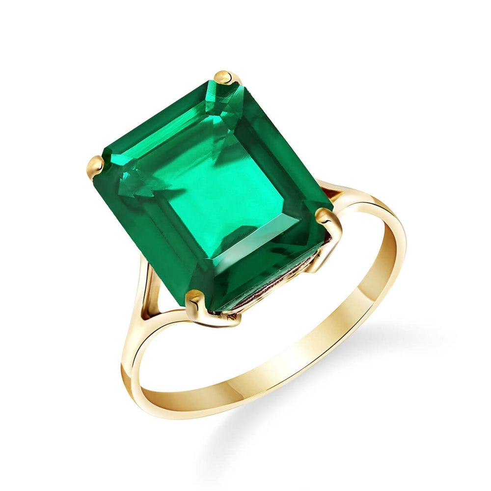 4.50 Carats 14K Solid Yellow Gold Brilliant Emerald Cut Emerald Solitaire Ring with Genuine Vibrant Emerald Octagon Shape Anniversary Engagement Promise Her Him Unisex